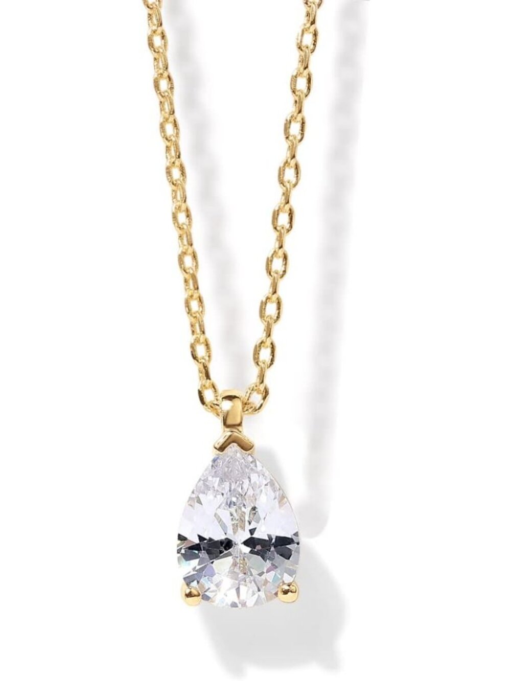 14K Gold Plated Cubic Zirconia Diamond Pendant Necklace for Women | Adjustable S